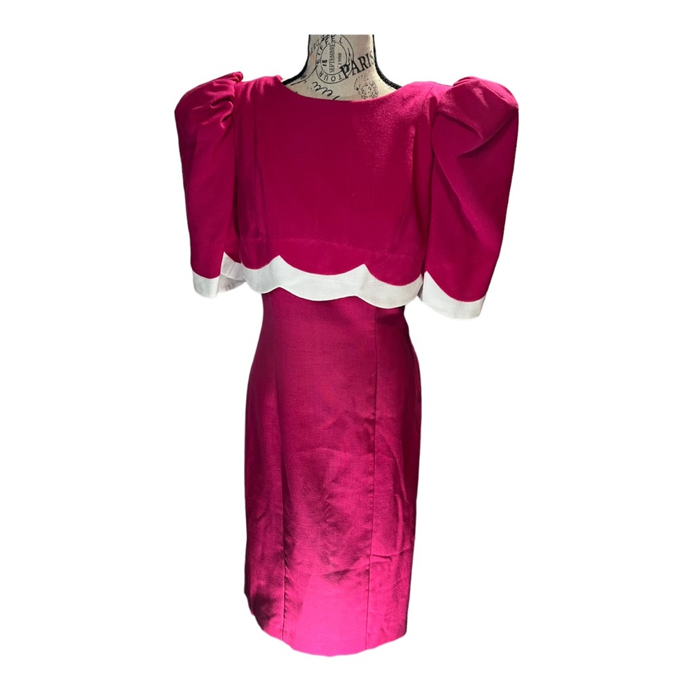 Vintage 80’s Leslie Lucks Puff Sleeve Bow Dress
